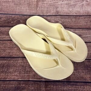 Archies Arch Support Flip Flops Cream Yellow Mens 10 Womens 11 Orthotic Sandals